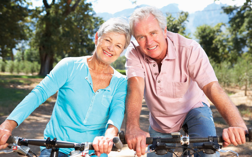 older couple going on a bike ride